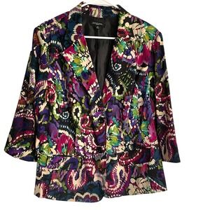 Vtg Notations Womens Abstract Blazer Size 2X Colorful Floral Paisley Maximalist
